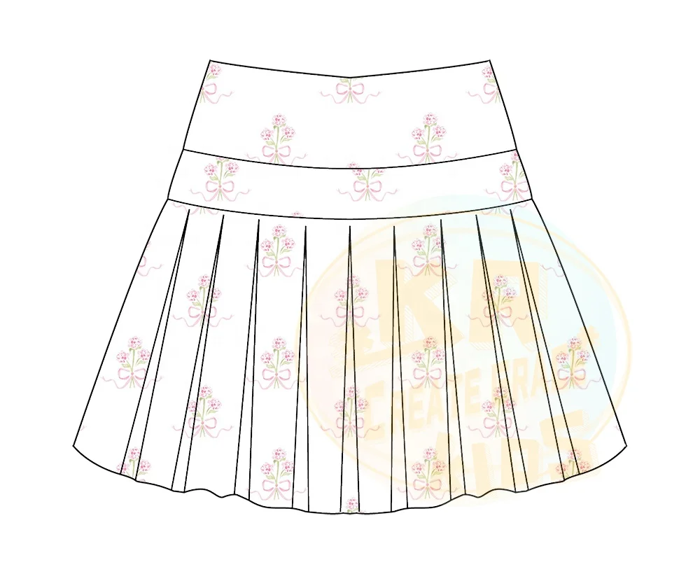 Custom Logo Girl Yoga Wear Kids Fitness Running Gym Sports Skorts with Shorts Girls Workout Skirts Floral Causal Sports Skirts