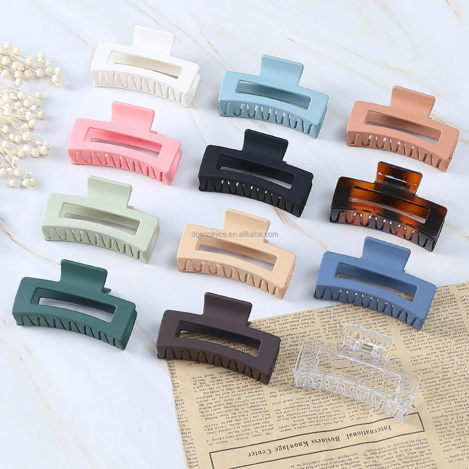 Wholesale Plastic Square Hair Clip Matte Candy Color Strong Hold Hair Claw Clip For Women
