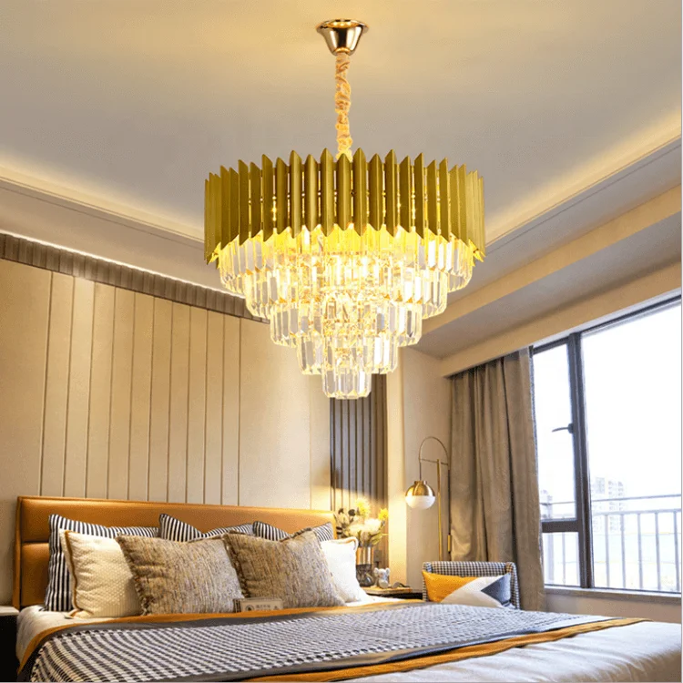 
Lighting Factory Zhongshan Hot Selling Round Shape Gold K9 Modern Chandeliers Parts Chandelier Luxury Crystal 