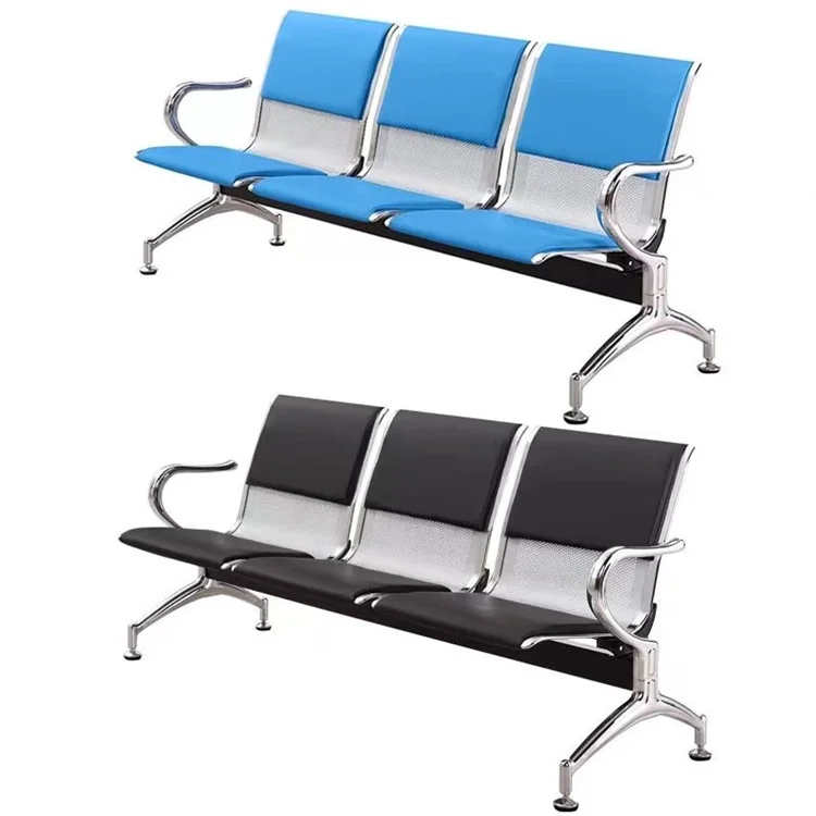 Steel Frame Public Waiting Chair With Ergonomic Armrests Solid Beam Seating Bench For Hospital Airport Stadium Bus Station Park