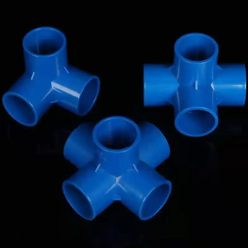 Plastic Pipe Fitting PVC DN110*110  Plastic 5 Ways Water Supply Fitting Straight Equal Cross Tube Round Connector
