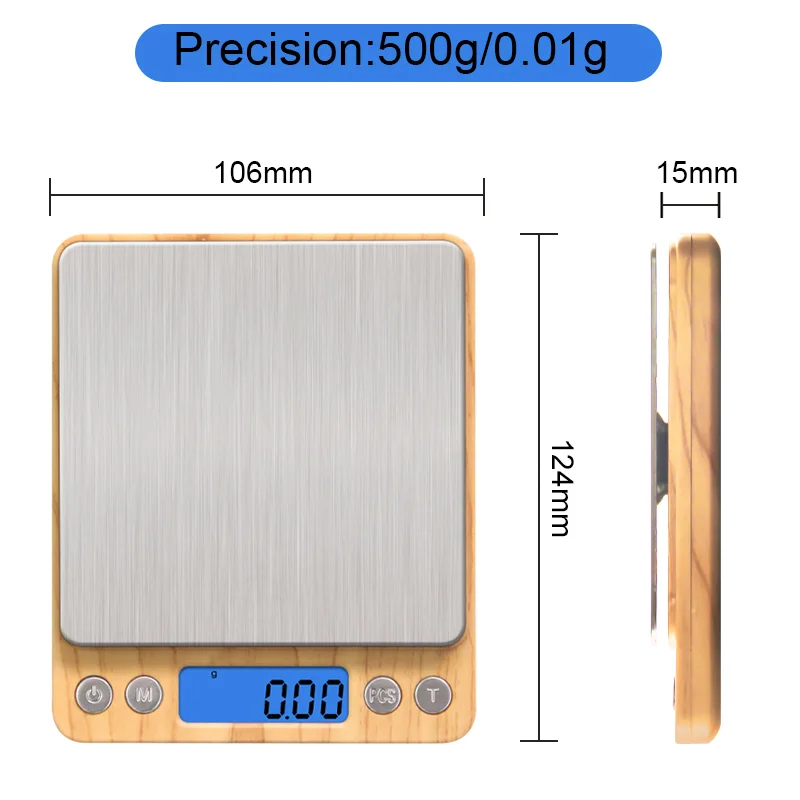 500g/0.01g;1kg/2kg/3kgx0.1g Electronic Kitchen Food Scales Mini Digital Pocket Jewelry Scale Weighing Platform Counting Tools
