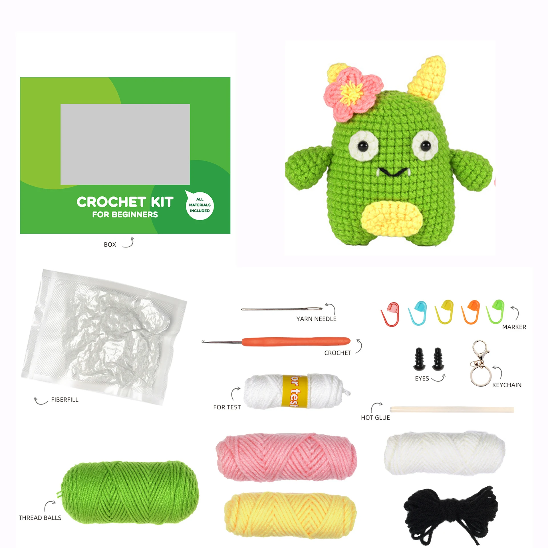 Do It Yourself DIY Flat Yarn Craft Kids Animal Knitting And Sewing Beginners Crochet Kits