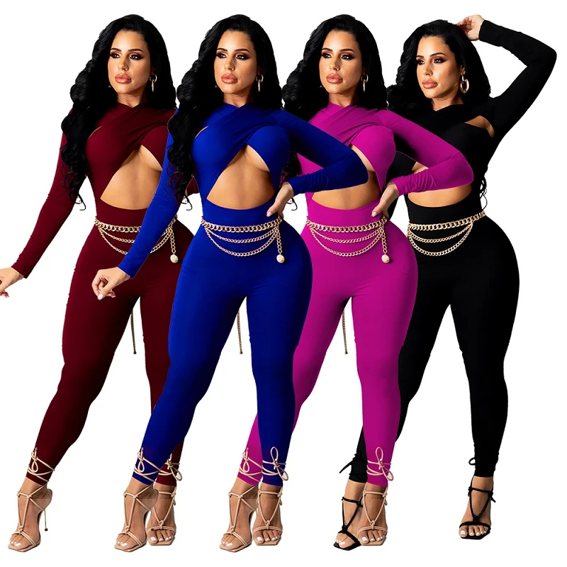 Fall Clothes For Women Long Sleeve Jumpsuit Women Sexy Hollow Out Women One Piece Jumpsuit