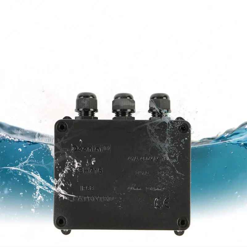 3 hole IP68 electrical cable junction box for 5-9mm wire 3 pole waterproof electronic board sealed connection box