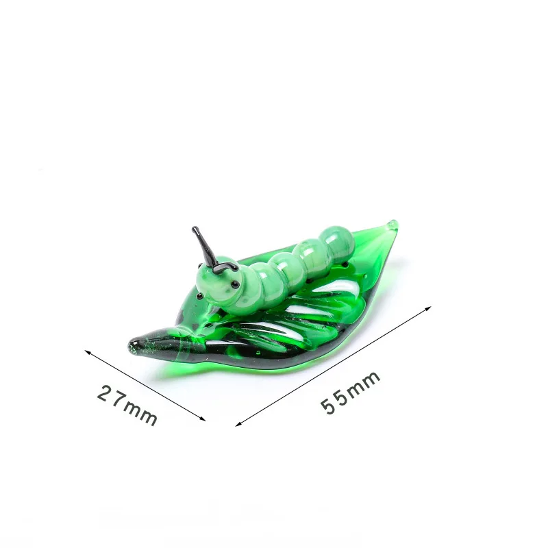 Charm Red Insect Graphics Green Leaf Decoration Ladybug Ant Butterfly Snail Caterpillar Sculpture Mini Glass