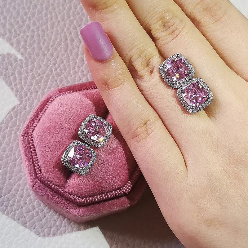 2pcs Pack silver color bride Jewelry for women wedding Austrian Crystal Stud Earrings and  Necklace gifts jewelry