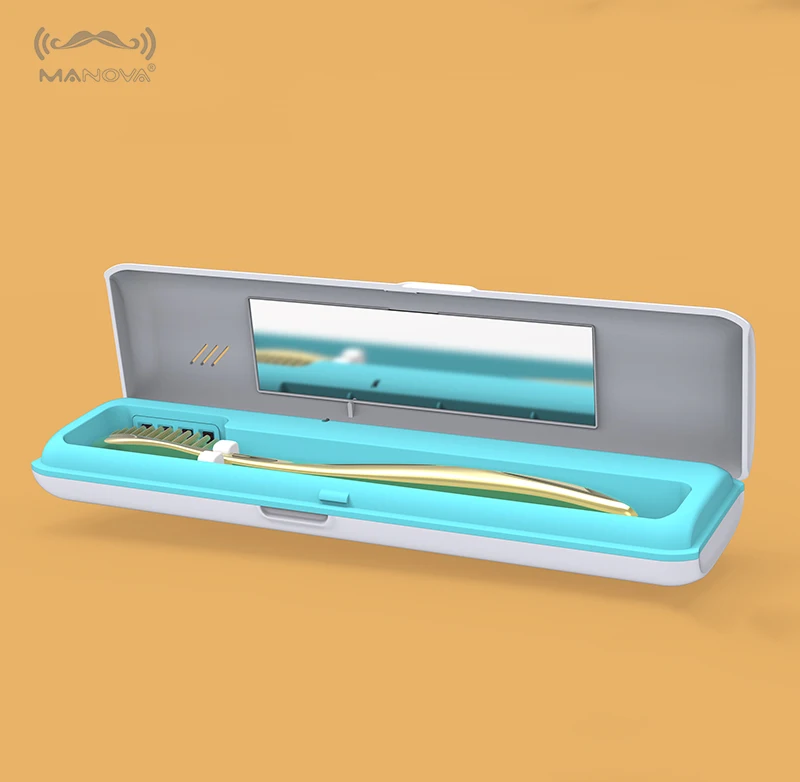 Travel Used portable mini uvc uva led light sanitizer  full contain long toothbrush stierlizer holder