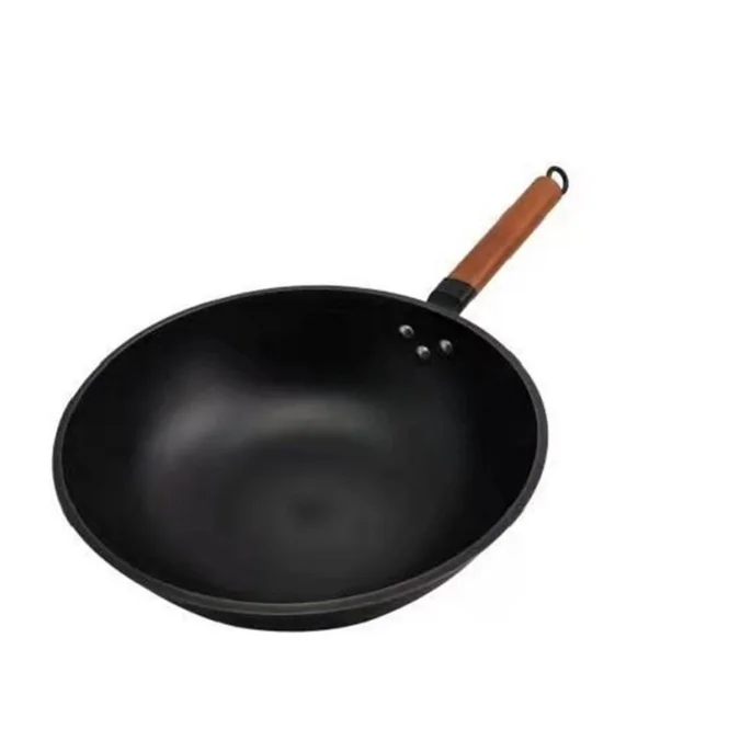 Factory Wholesale Black Cast Iron Easy to Use Wok Pans for Restaurant Use