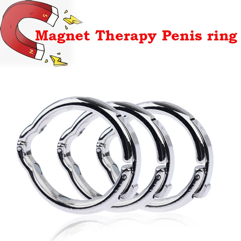Magnet Cock Ring Metal Penis Ring Foreskin Correction Delay Ejaculation Adjustable Size Sex Toys For Men V Type