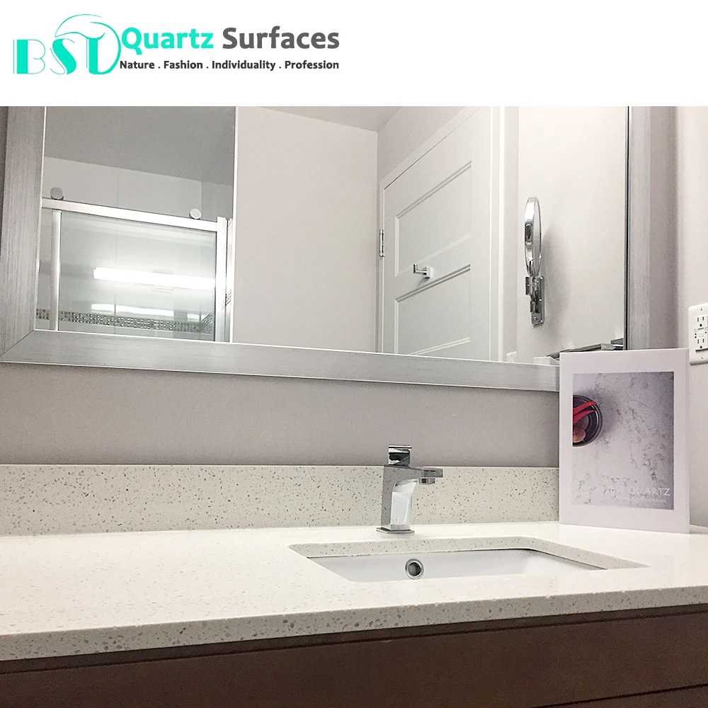 Cut-to-Size Kitchen Artificial Quartz Marble Granite Stone Carrara White Calacatta Vanity Quartz Countertop with Grey Veins