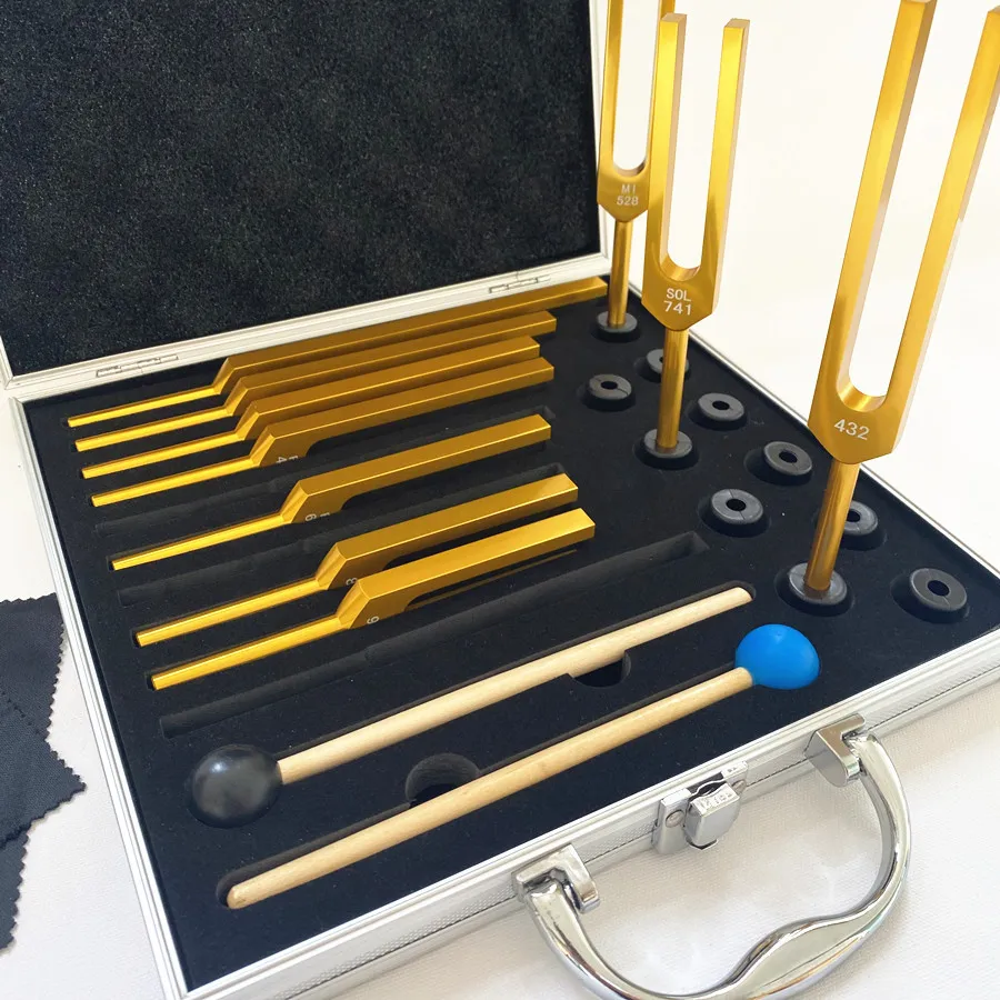 10pcs tuning forks in a group of ten 174 285 396 417 528 639 741 852 963 432 tuning forks