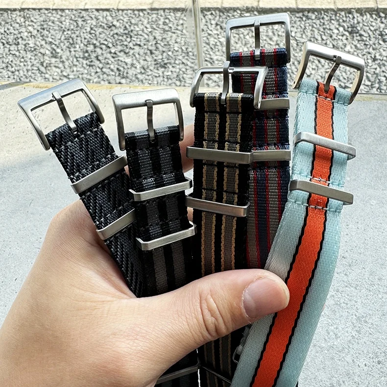 Custom Fabric watch strap 20mm 22mm Twill seatbelt nylon Bracelet Heavy duty Ballistic One Piece Watch Strap