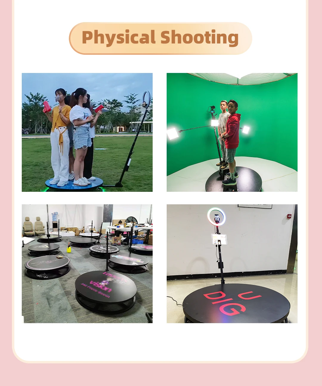 Dropshipping 1-6 people 360 degree metal photo booth 100cm camera photobooth automatic spinner machine for party and events
