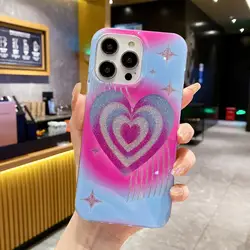 Popular Fashion Lover Couple Style Luxury Cell Phone Cover For iPhone 11 12 13 14 Laser Phone Case for iphone 14 pro