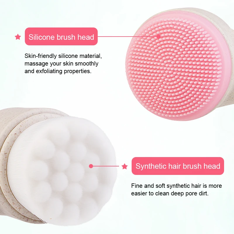 
Eco Friendly Biodegradable Korean Facial Cleansing Brush With Silicone Massage Brushes For Deep Cleaning 
