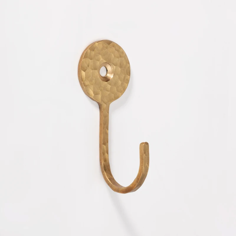 Hammered Minimal J Hook Brass cloth coat wall J shape Key Bag hooks hangers steel Metal kitchen Decorative wall hook handmade
