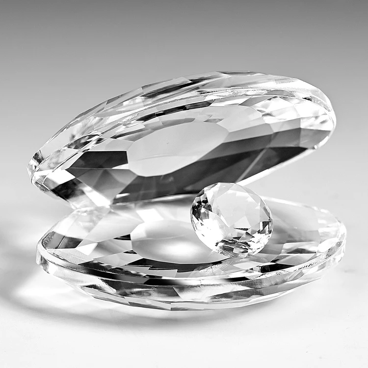 JY crystal crafts Wholesale Home Decorative Customized Crystal Seashell glass diamond with gift box
