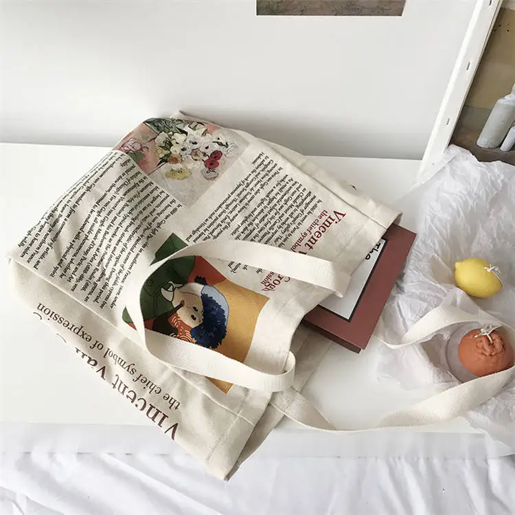 Promotional Customized Logo Size Canvas Organic Fabric Tote Printed Cotton Shopping Canvas Bag