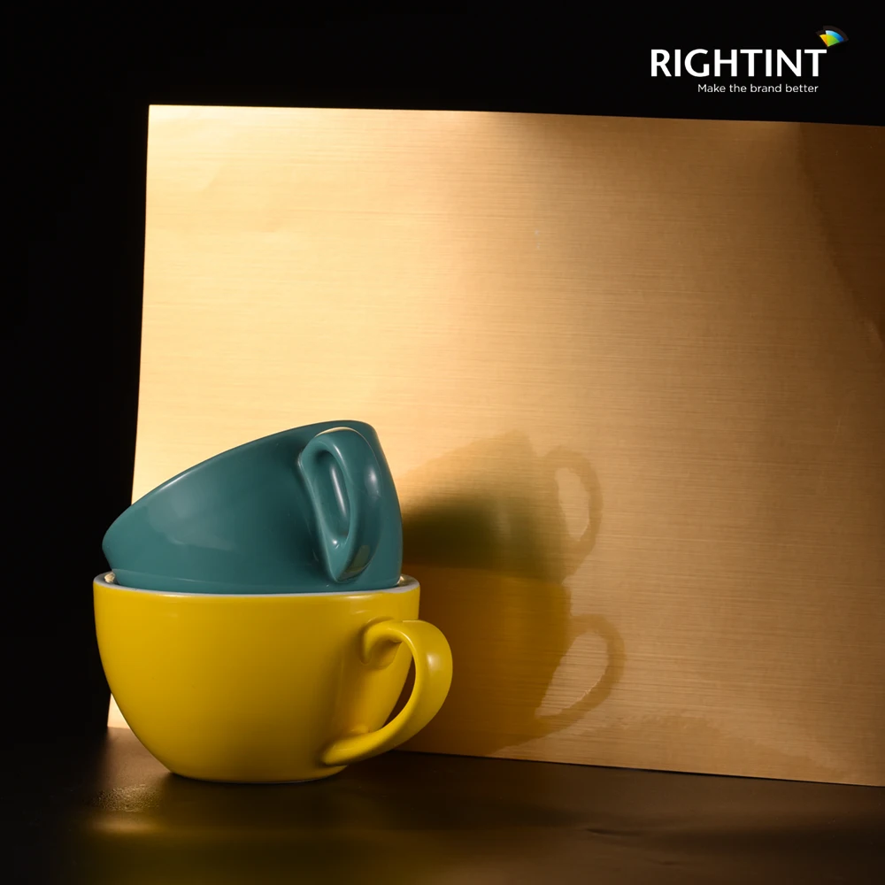 Strong Adhesion 50 Micron Brushed Golden PET Self Adhesive Mylar Film