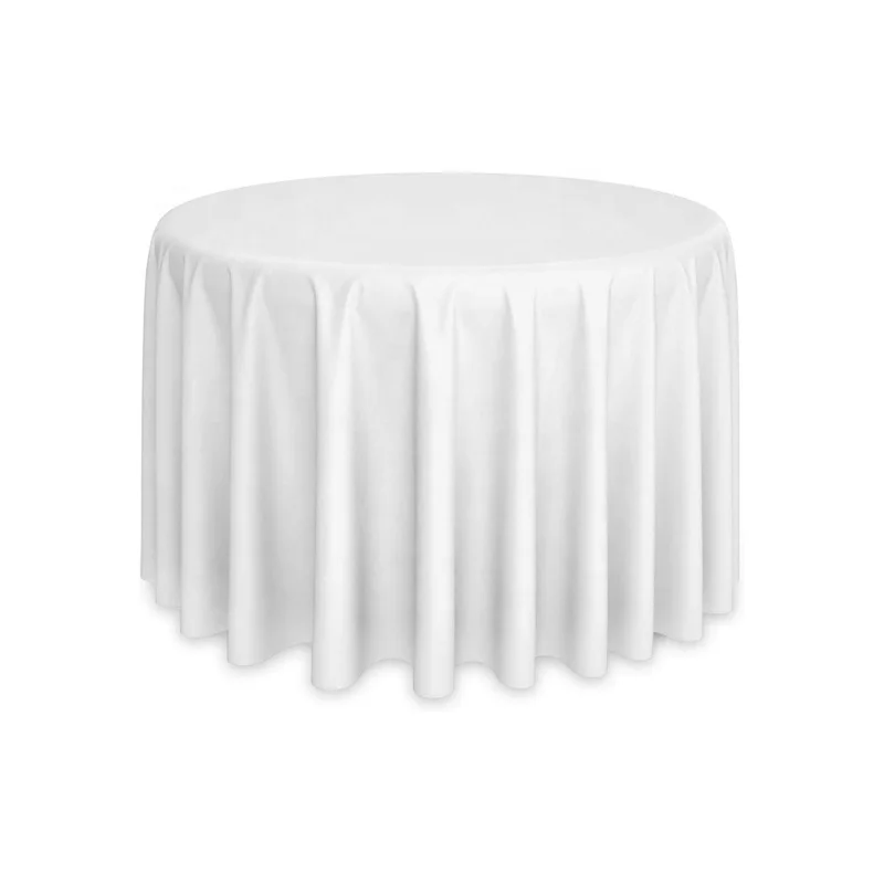 Nappe De Table Mariage Rond 60 120 Inch Round Black Wedding Round Table Cloths White Polyester Tablecloth for Events Party