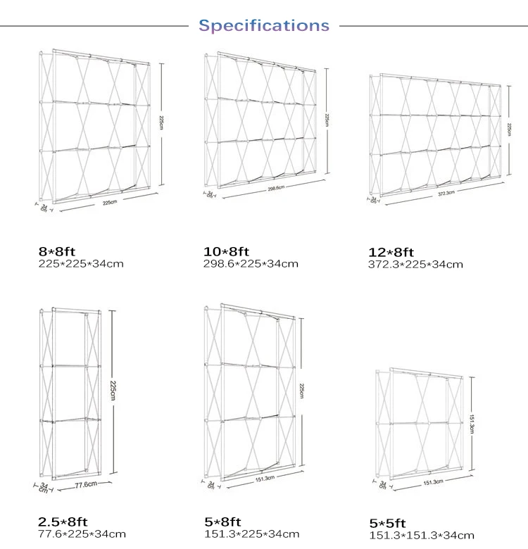 Custom straight curved foldable trade show exhibition photo booth backdrop seg pop up display Light Box