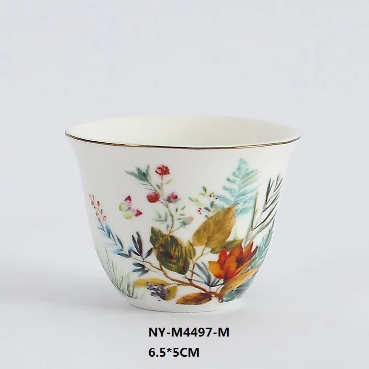 Wholesale Custom Logo Flower Pattern Turkish Coffee Cups Porcelain Tea Cup Ceramic cup