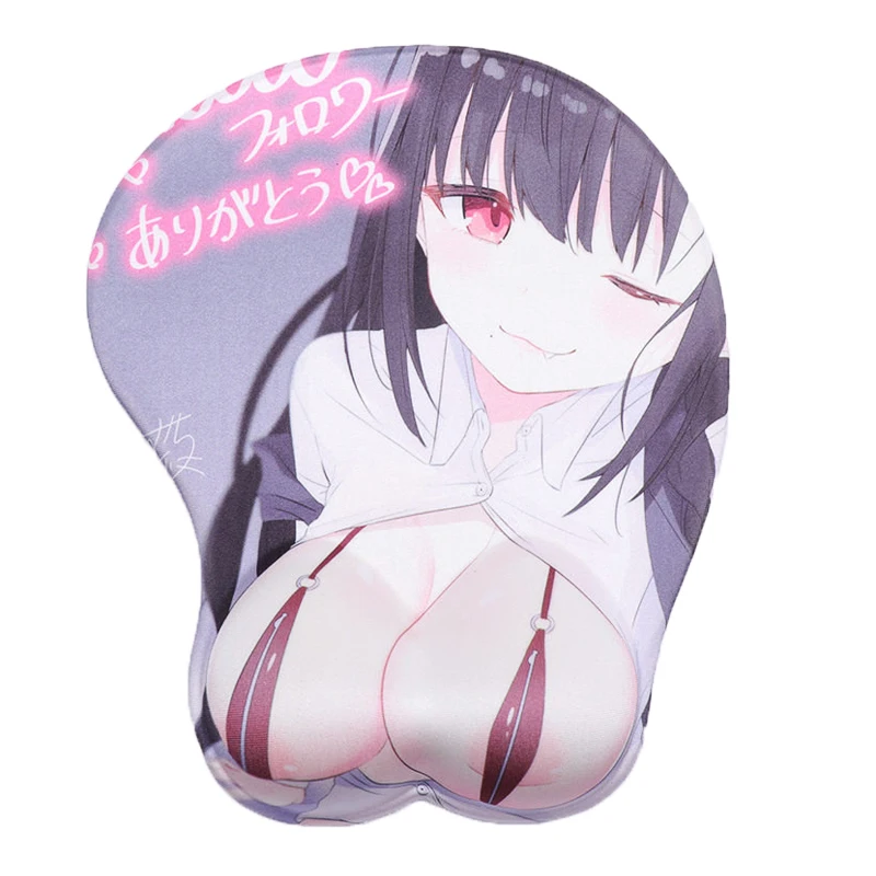 Animated 3D mouse soft silicone breast decoration Japanese comic show mouse pad