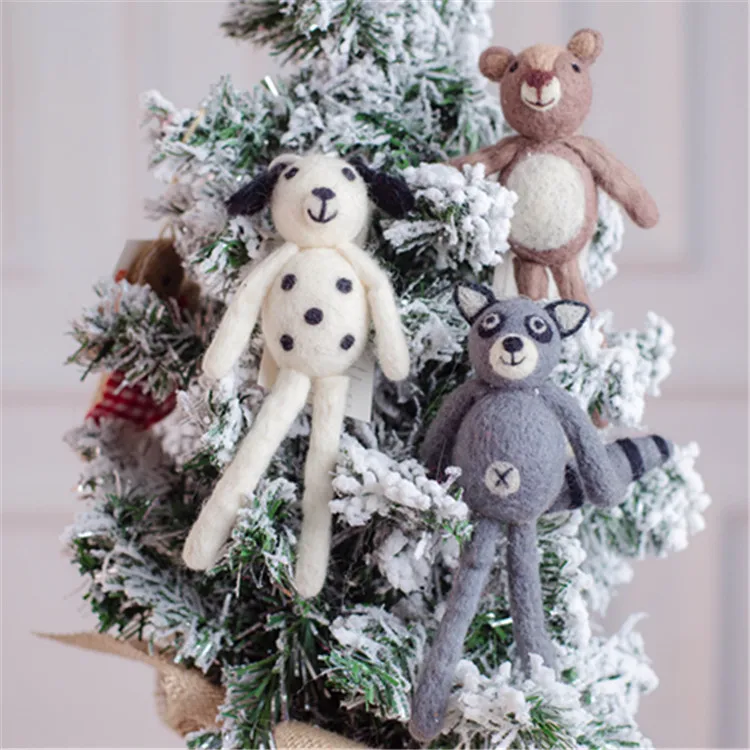 Needle felting rabbits,lion,mouse|christmas tree decoration wool doll