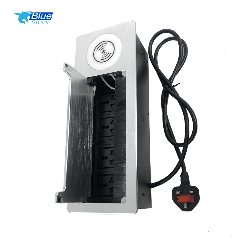 Universal 4 outlets Embedded Desktop Socket Multi-Functional Wireless Charging Burst connectivity Box with Power Socket