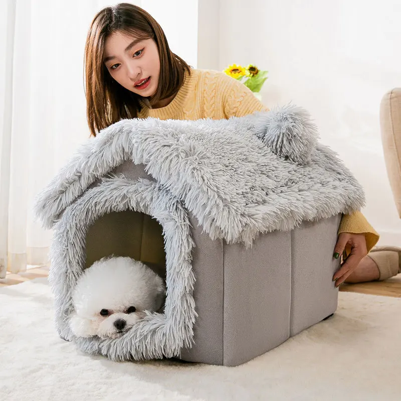 Jiefan Winter Pet fully enclosed warm Villa Nest Small and medium kennel foldable bed House