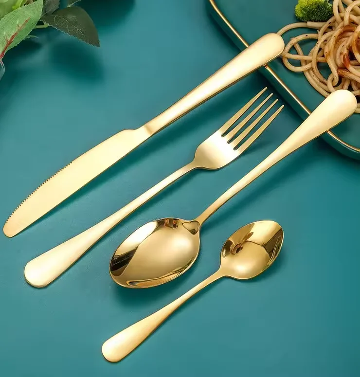 Luxurious New Thick Stainless Steel Spoon Knife Fork Sets Portuguese Flatware Cutlery Set