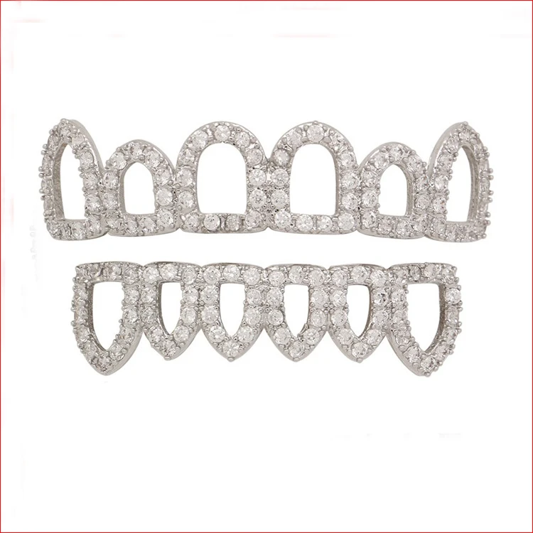 Blues White Gold Vampire Dracula Fangs Top Bottom JOKER GRILLZ Teeth Grills for women men halloween gift