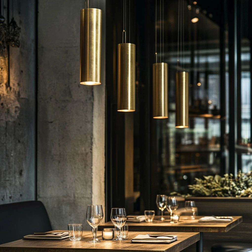 Gold Brass white black color ring lustre moderne chandelier coffee shop restaurant cube simple design cylindrical pendant light