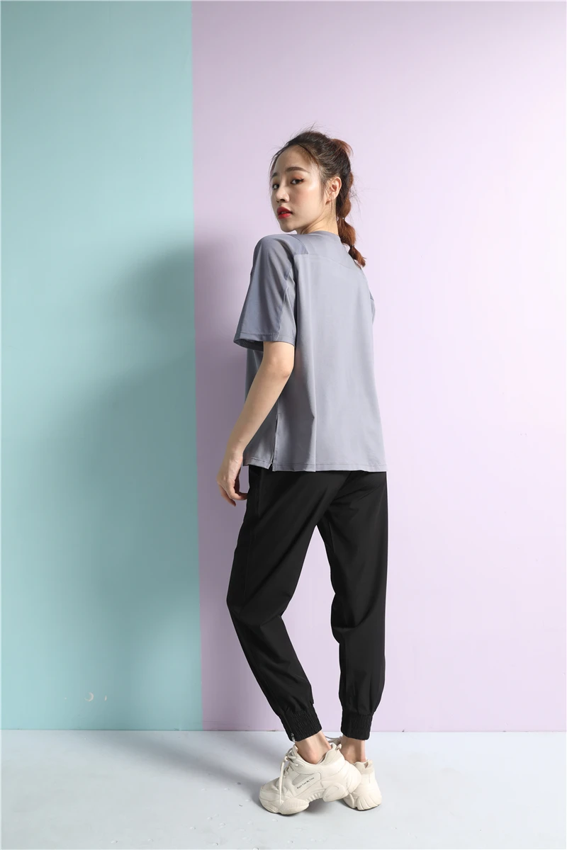 
Sports Women T shirt Short Sleeve Breathable Solid Color Outdoor Gym Running Yoga T shirt 