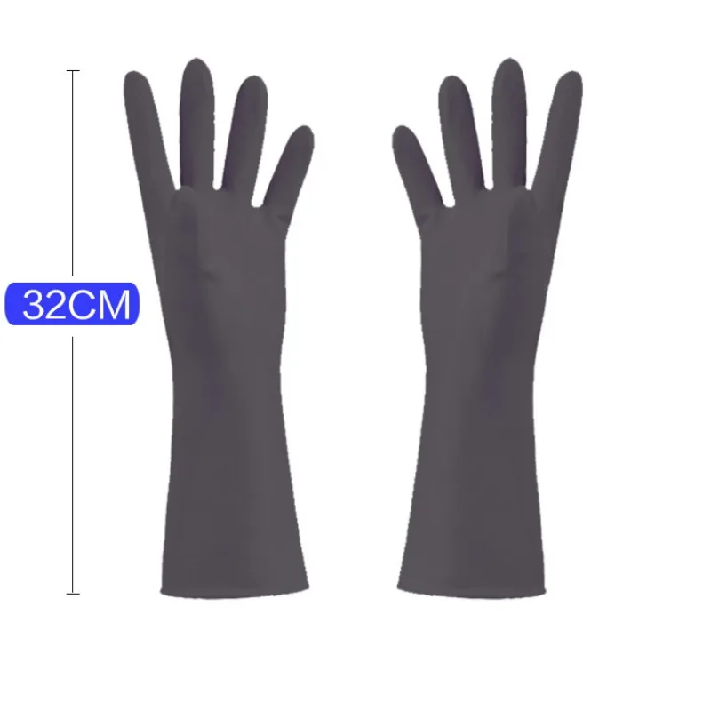 Kitchen Cleaning Dishwashing Rubber Gloves Thickened Wear-resistant Durable Wear Long Sleeve Latex Gloves Black