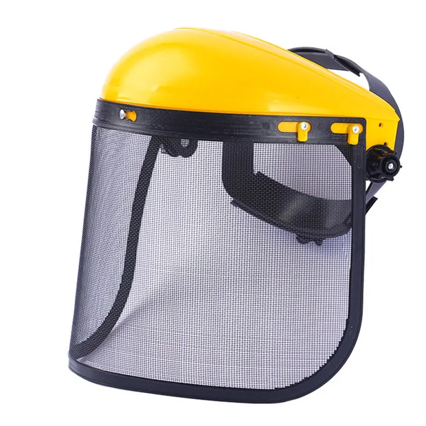 FS1012A-M Yellow Top Wire Mesh Face Shield Anti-impact and Anti-Splash Screen Protective Garden Lawn Hat Mask