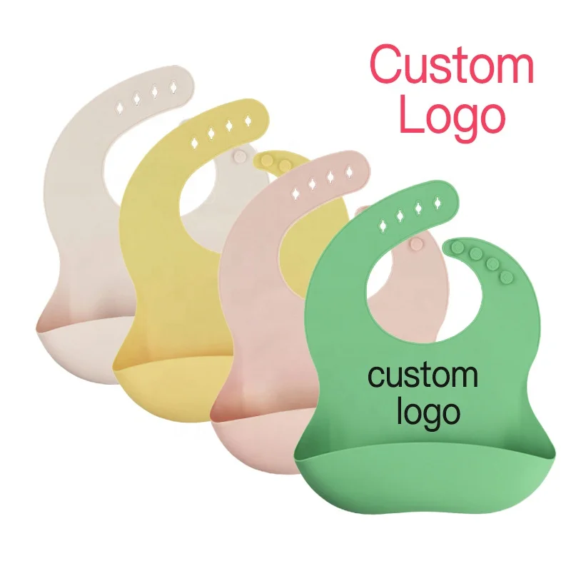 
Custom blank baby bib silicone baby bib waterproof with food catcher 