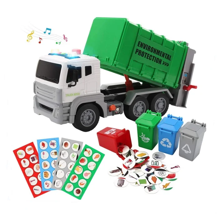Environmental Education Toys Trash Truck Recycle Truck with Sound and Light Garbage Truck Toys