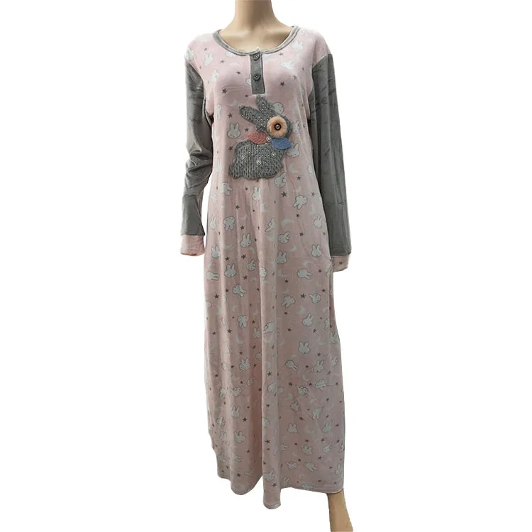 Мусульманская одежда, высококачественный остров, бархатная мусульманская женская домашняя одежда с героями мультфильмов, ночная рубашка, спальное платье с карманами