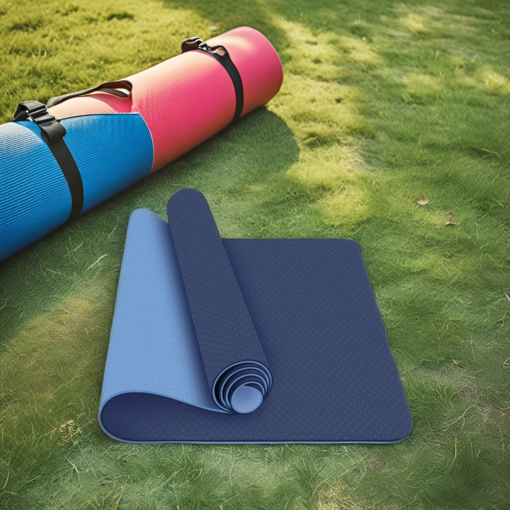 Eco Friendly 6mm Thick TPE Double Layer Yoga Mat Non Slip Fitness Sport Mat