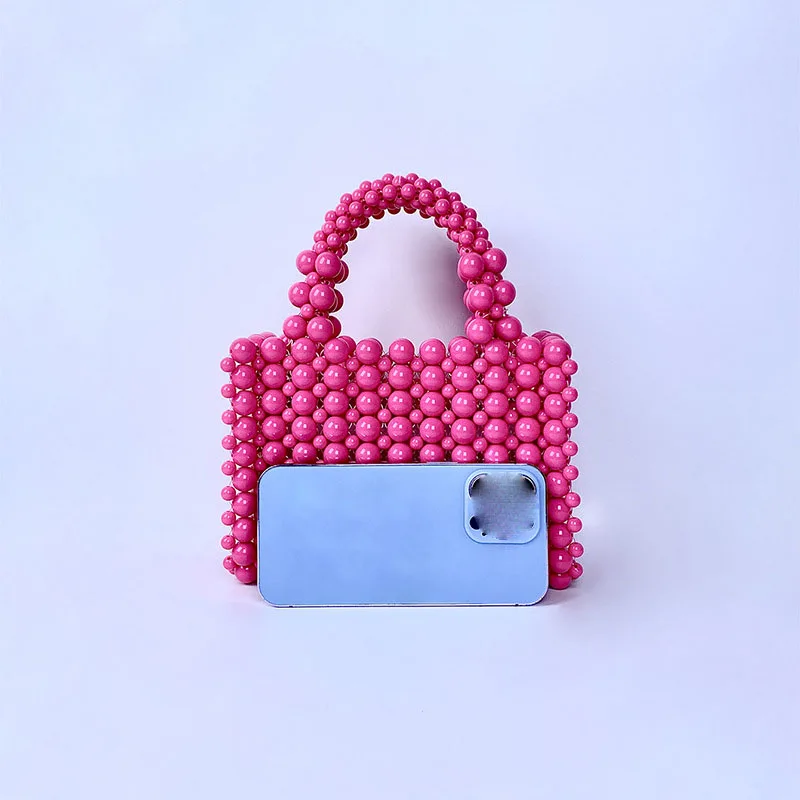 2024 Wholesale Clutch Handbag New Handmade Ladies Acrylic Crochet Woven Beaded Pearl Bags