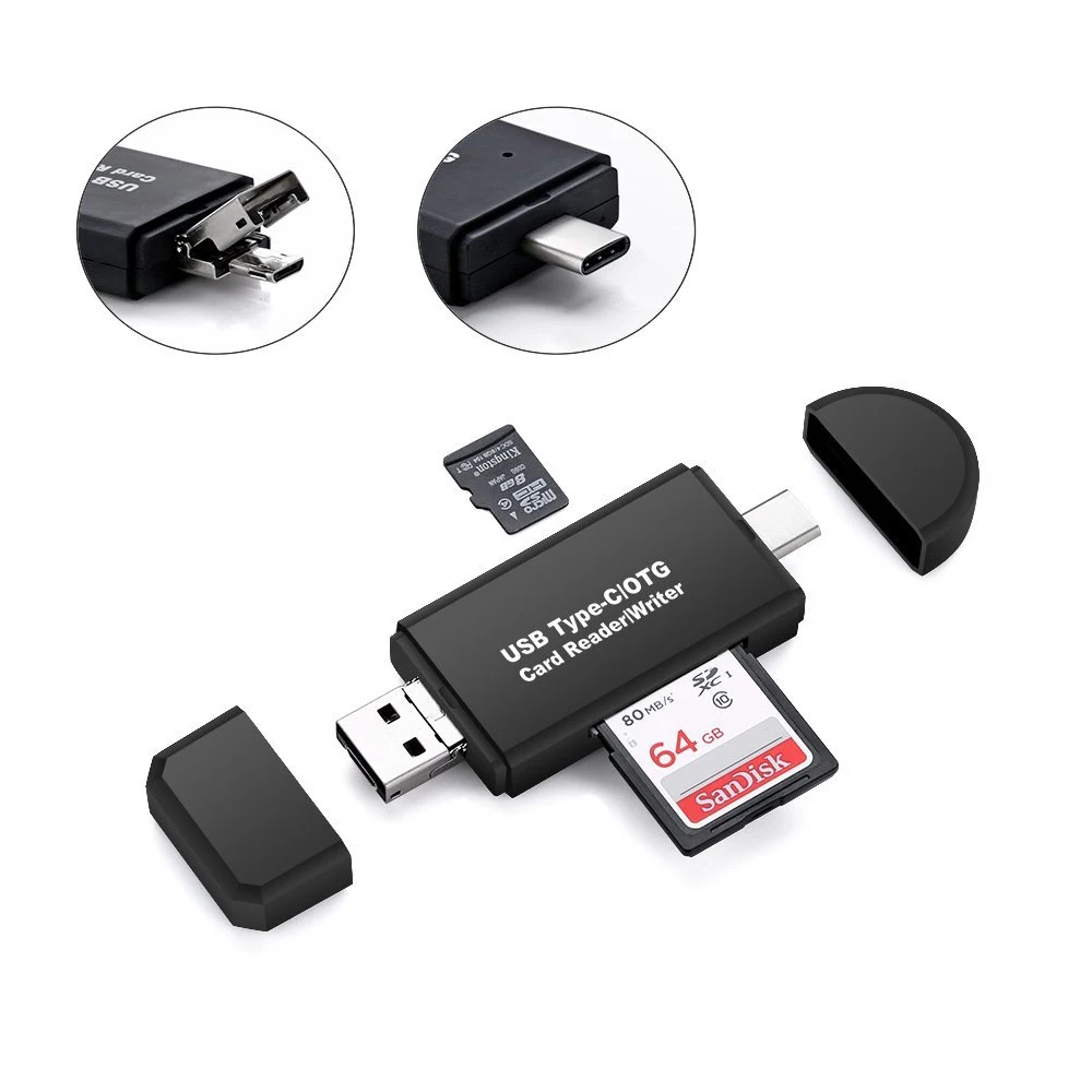 
3 in 1 OTG extensible USB flash Drive Micro Tf Card Reader for Lightning usb Micro USB interface 