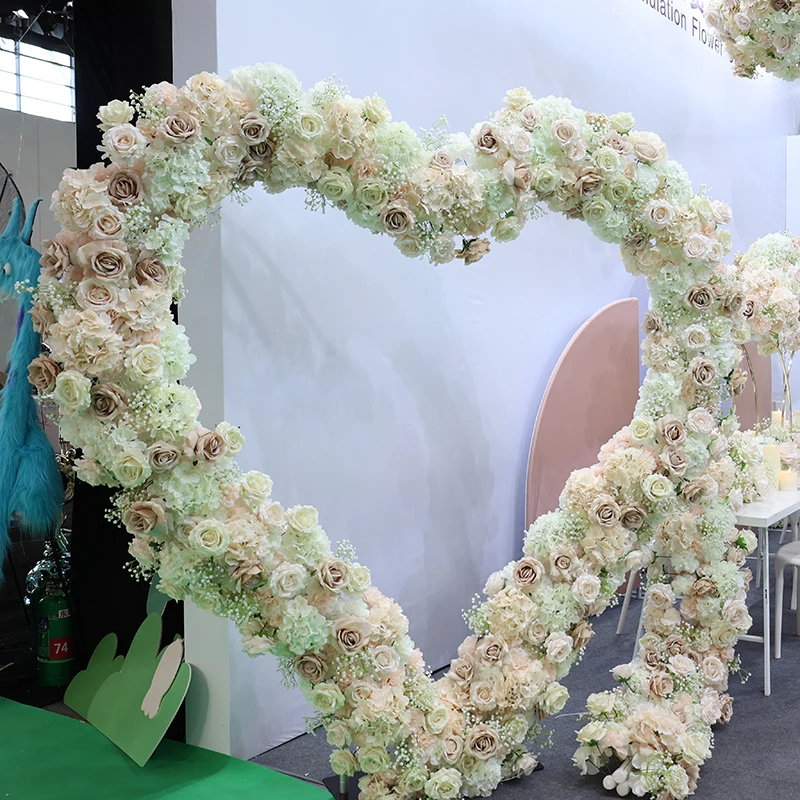 Bespoke Artificial Decorative Flower Arrangement Reception Heart Gate Stage Backdrop Frame Arch Stand