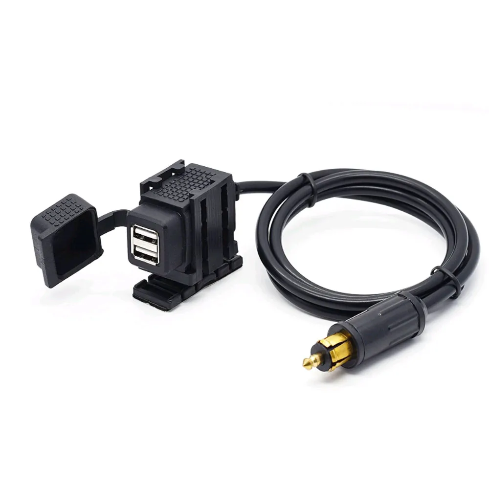 DIN Hella Plug to 2.1A Dual USB Charger Socket Power Adapter for BMW Motorcycle/Phone/iPhone/GPS Sat Nav