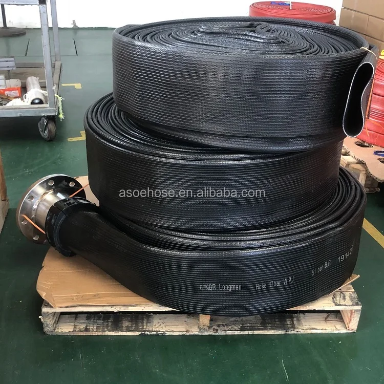 Longman Nbr Lay Flat Fire Hose Machine 1inch to 12inch 200 Metre Length NBR Fire Hoses