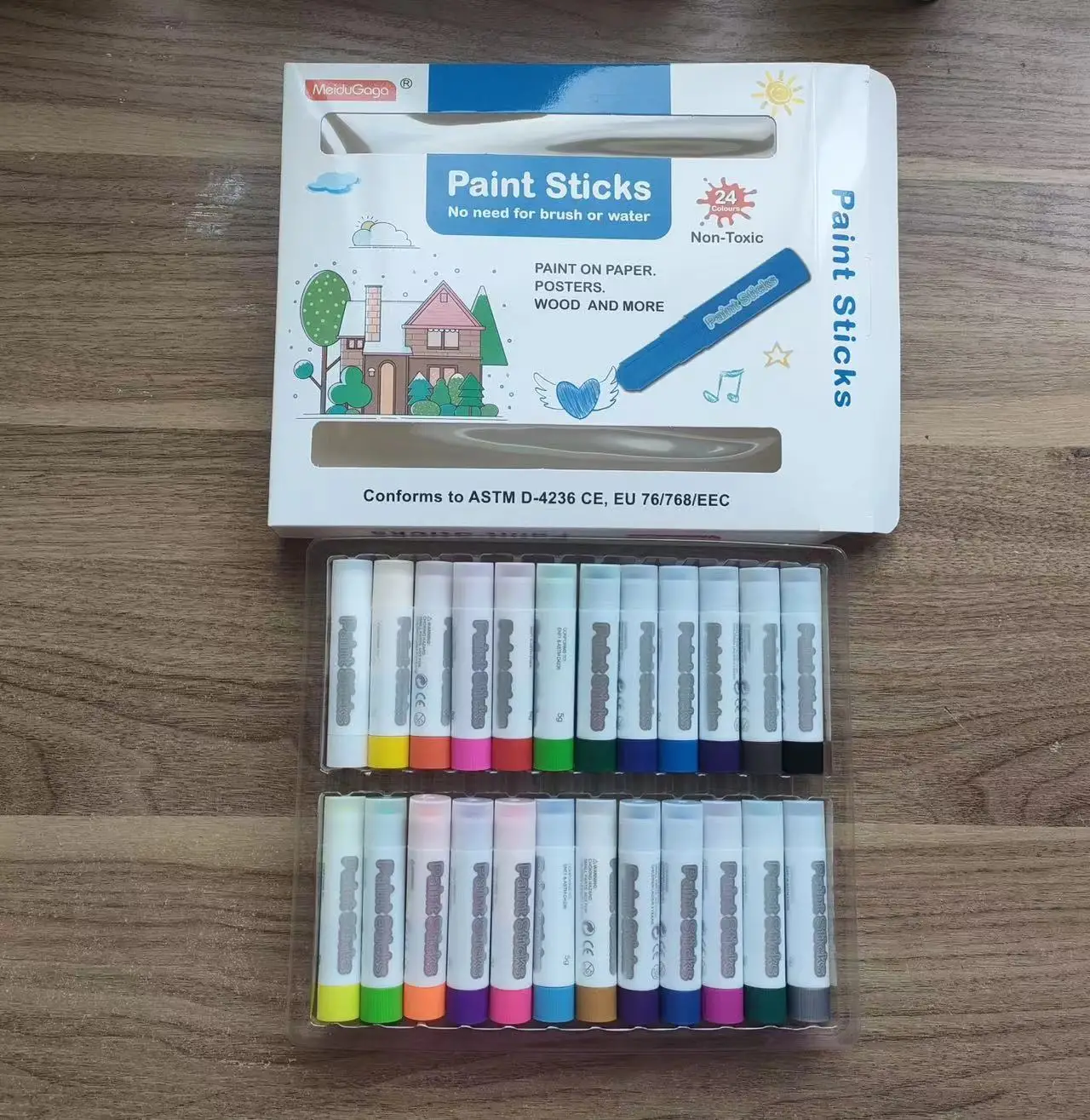 MeiduGaga 24 colors 5g pigment quick drying mess free solid paint sticks solid tempera paint sticks crayon set kit pastel