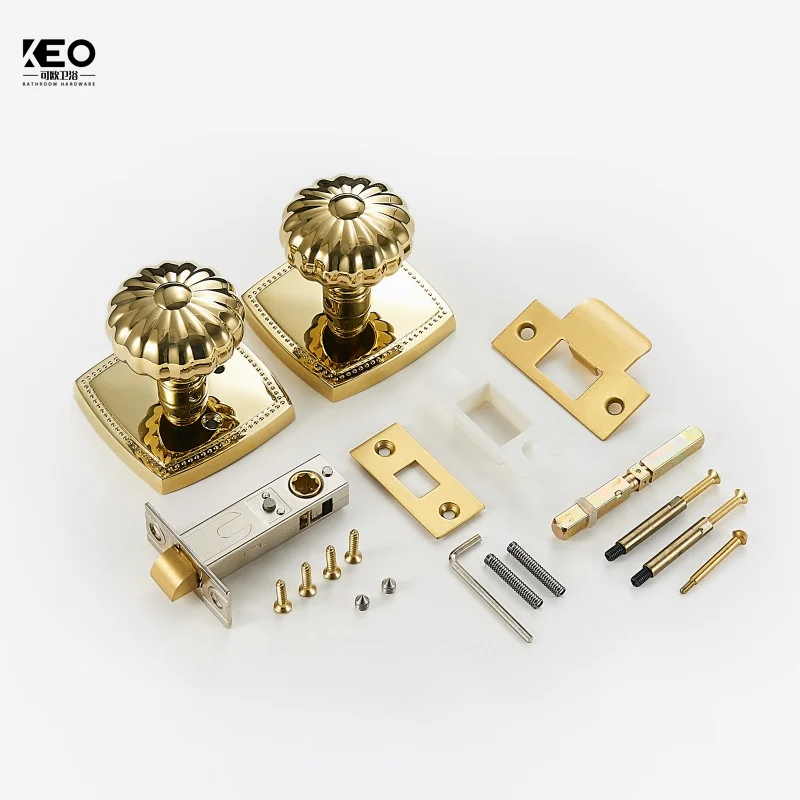Privacy Door Lock Set Shiny Gold Pvd Keyless Lock Knob Bathroom Bedroom Latch