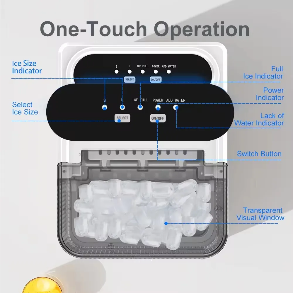 Ice Maker Countertop Self-Cleaning Ice Machine with Ice Scoop and Basket