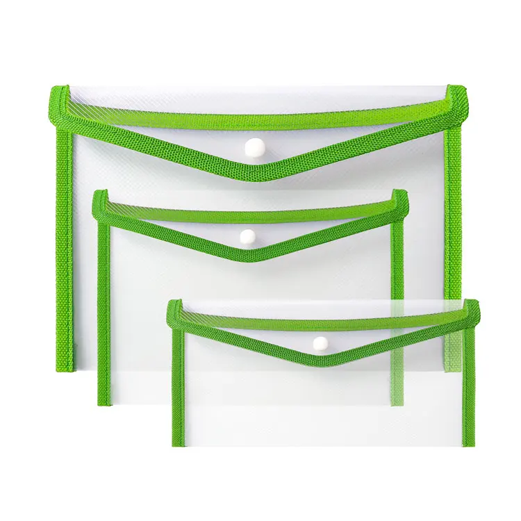 A4 SIZE Clear Transparent Plastic Poly PP Document Envelopes File Bags With Button Closure